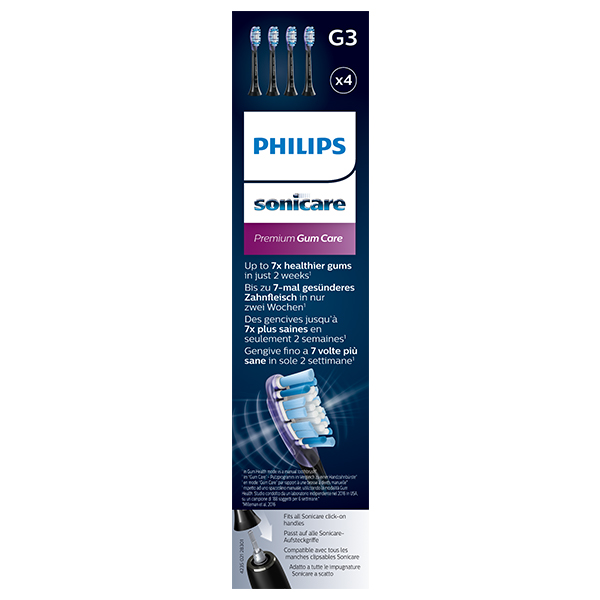 Premium Gum Health børstehoveder, sort 4 stk.