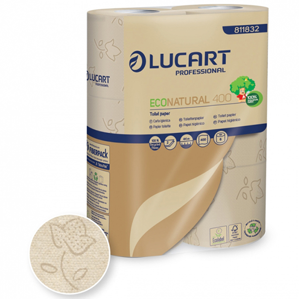 Lucart Econatural toiletpapir, 2-lags, 5 x 6 rl.
