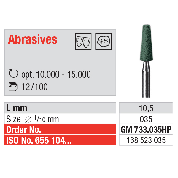 Edenta grønne slibesten HP GM733/035, 12 stk
