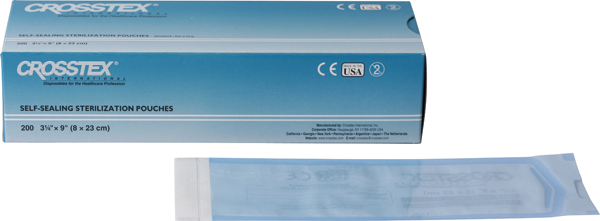 Crosstex autoklaveposer m/klæb 8 x 23 cm, 200 stk.