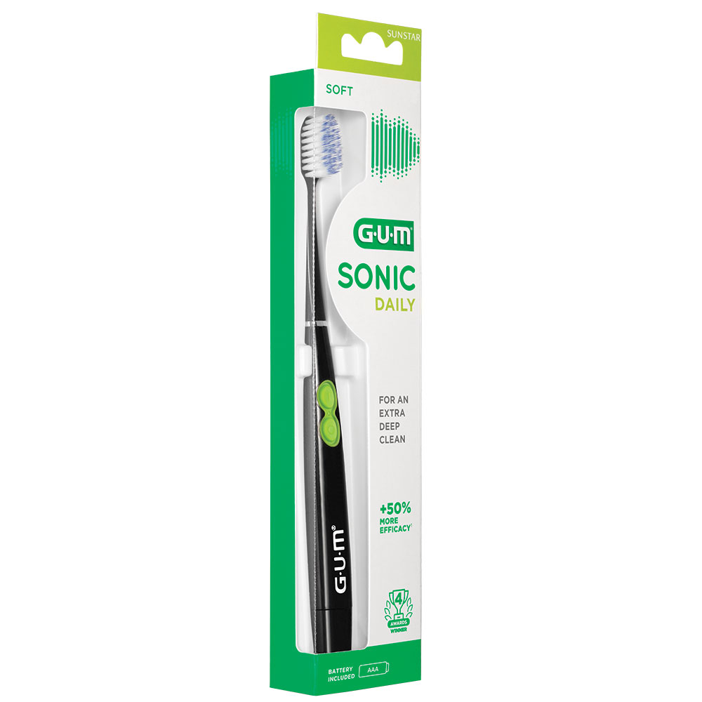 Gum Sonic Daily tandbørste m/batteri, sort stk
