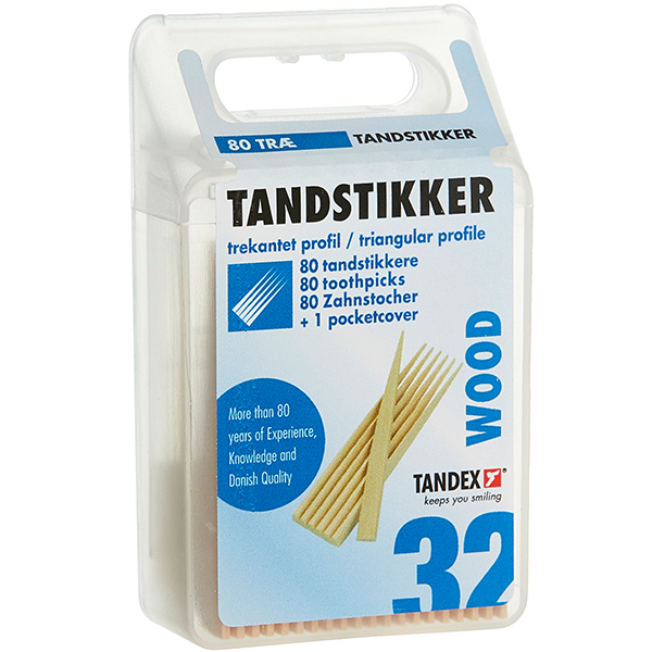Tandex tandstikkere i træ, box m. 80 stk.