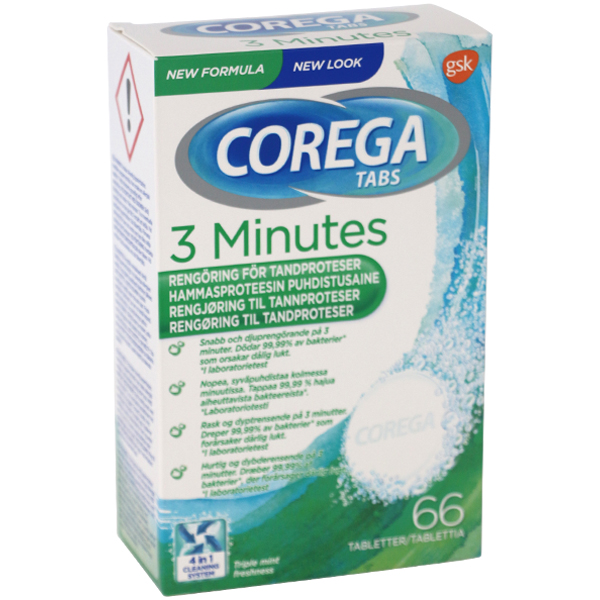 Corega Tabs 3 Minutes , 66 stk