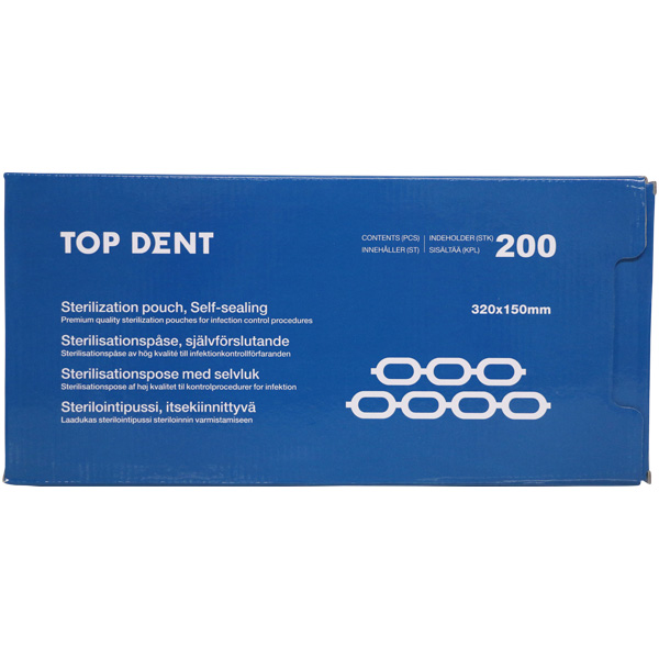 TopDent autoklaveposer m/klæb, 15 x 32 cm, 200 stk