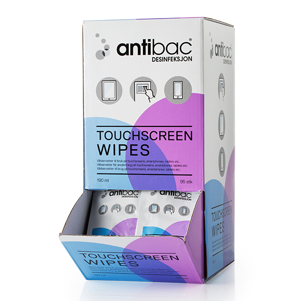 Antibac Touchscreen vådservietter, 95 stk.