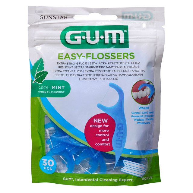 Gum Easy Flossers tandtråd, 30 stk. + etui