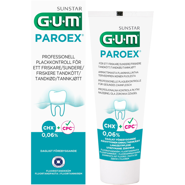 GUM Paroex tandpasta m/fluor og 0,06% CHX, 75 ml