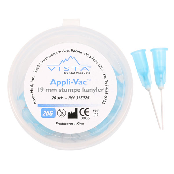 Udgået - Appli-Vac stumpe luer kanyler, 25G, 20 stk.