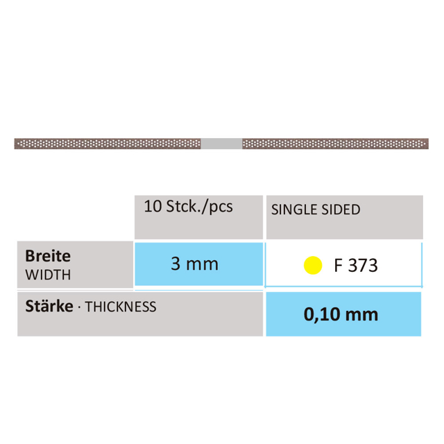 Horico diamantstrips, F373, xfin, gul, 3 mm, 10 stk.