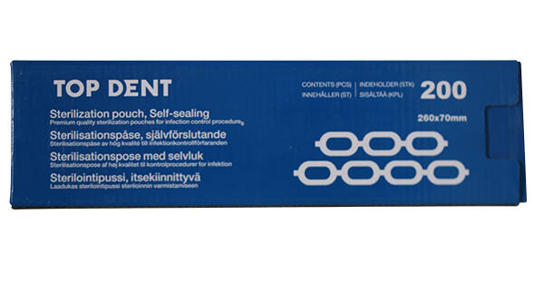TopDent autoklaveposer m/klæb, 7 x 26 cm, 200 stk.