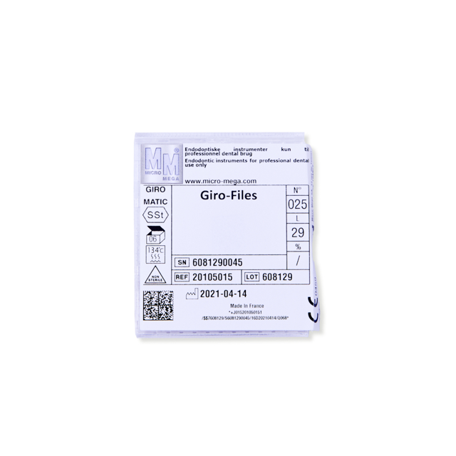 Micro-Mega Giro-files 29 mm. nr. 25, 6 stk.