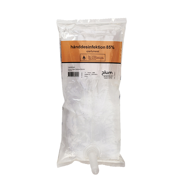 Plum Hånddesinfektion 85% flydende i pose, 1 liter