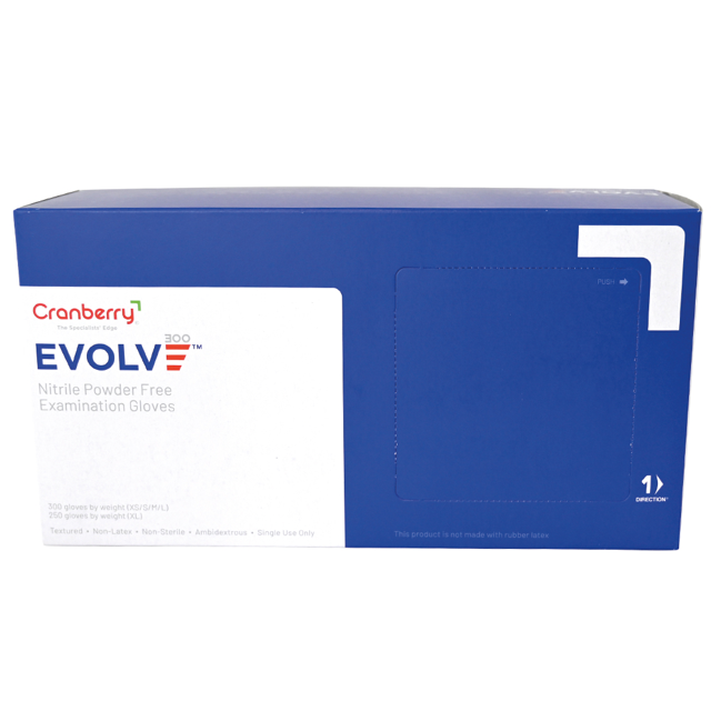 CB Evolve handsker nitril str. M, blå, 300 stk.