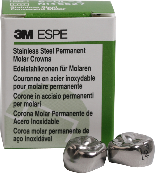 Stålkroner permanent molar 6-UL-5, 5 stk.