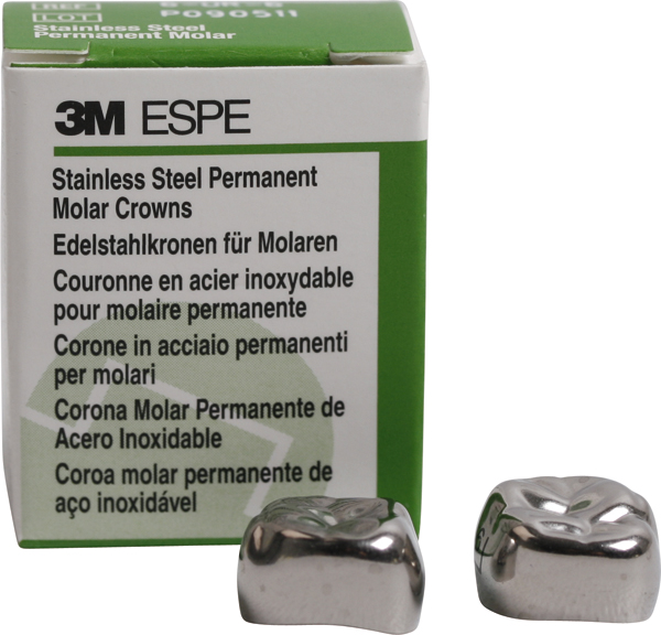 Stålkroner permanent molar 6-UR-7, 5 stk.