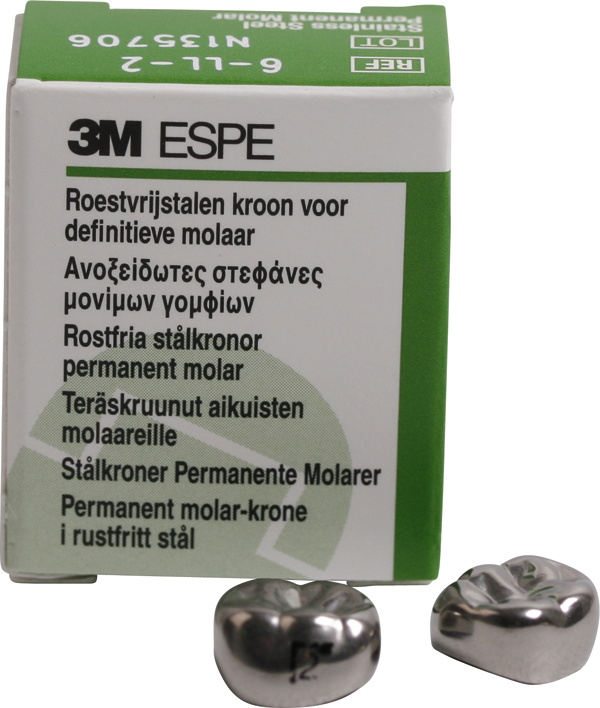 Stålkroner permanent molar 6-LL-2, 5 stk.