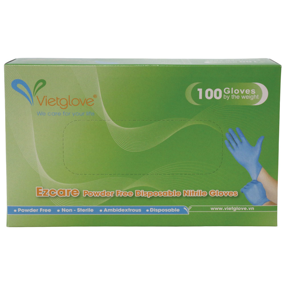 Udgået - Ezcare handsker nitril PF blå,str.M,100s