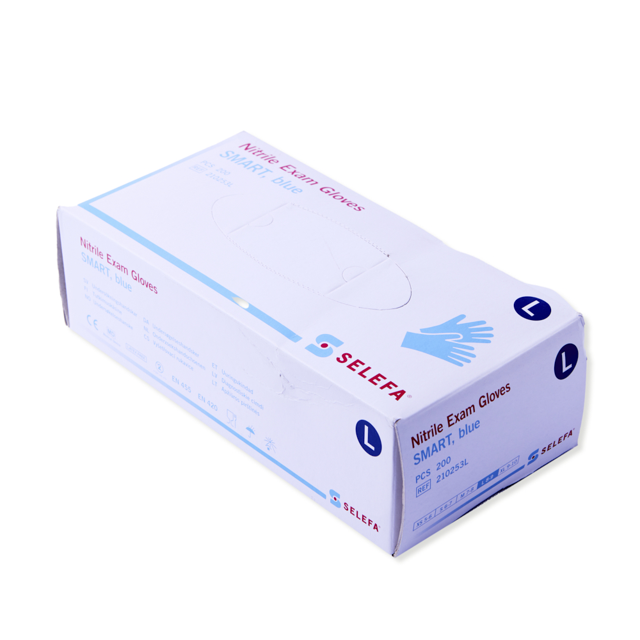 Udgået - Selefa handsker, nitril, blå, str L, 200 stk.