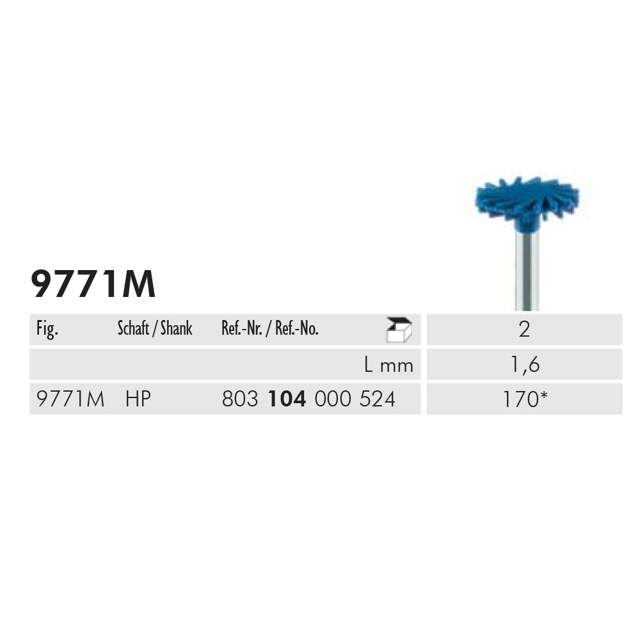 Meisinger polerere spiralhjul HP 9771M/170 blå, 2 stk