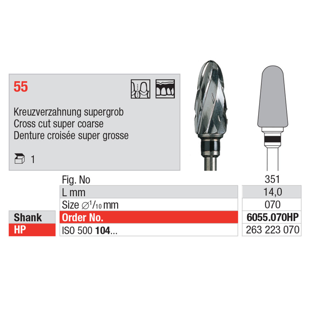 Edenta HM fræser HP 351/070 sort, stk.