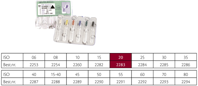 VDW K-Reamer 25 mm nr. 20, 6 stk.