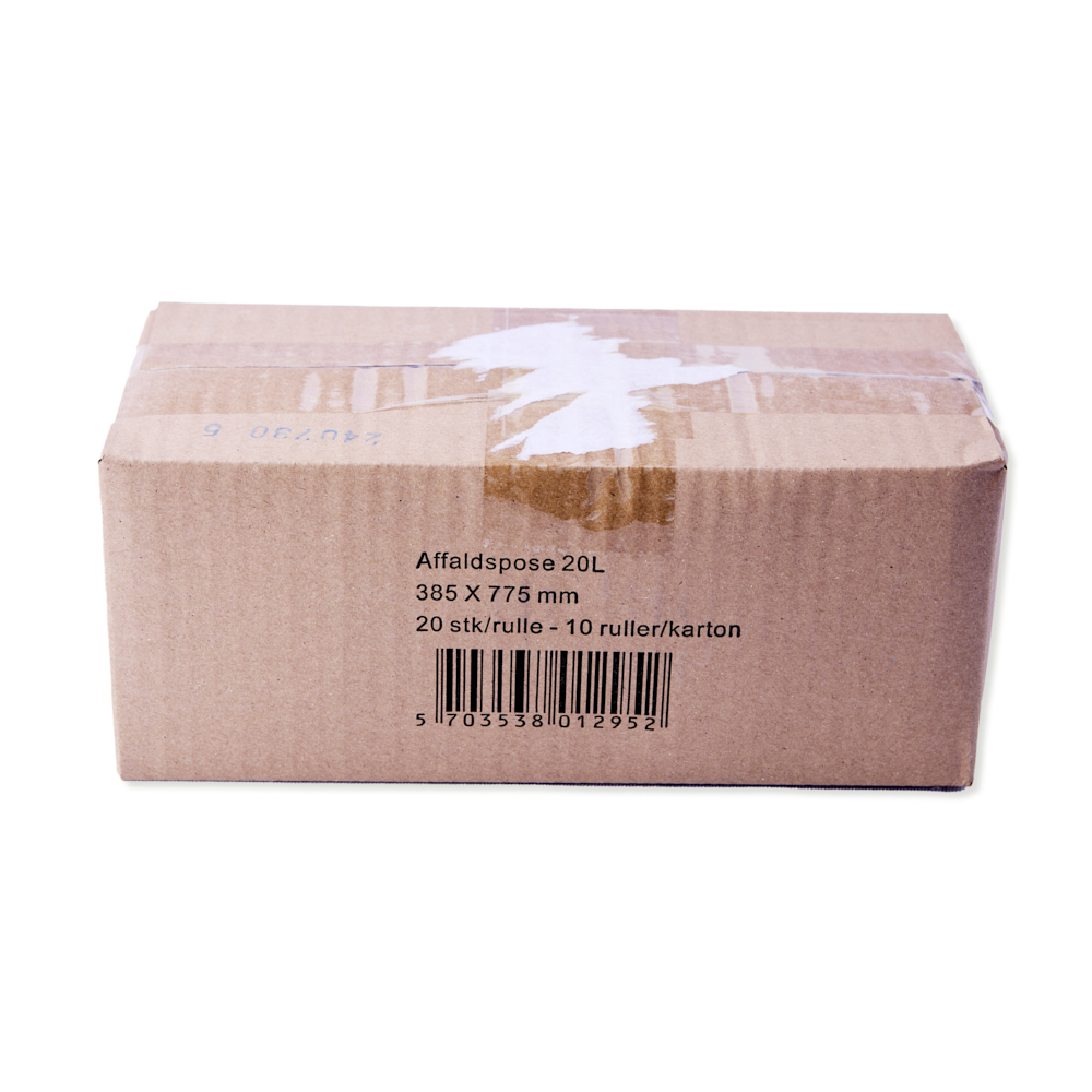 Affaldsposer m. stjernebund, 20 L., hvide, 10 ruller