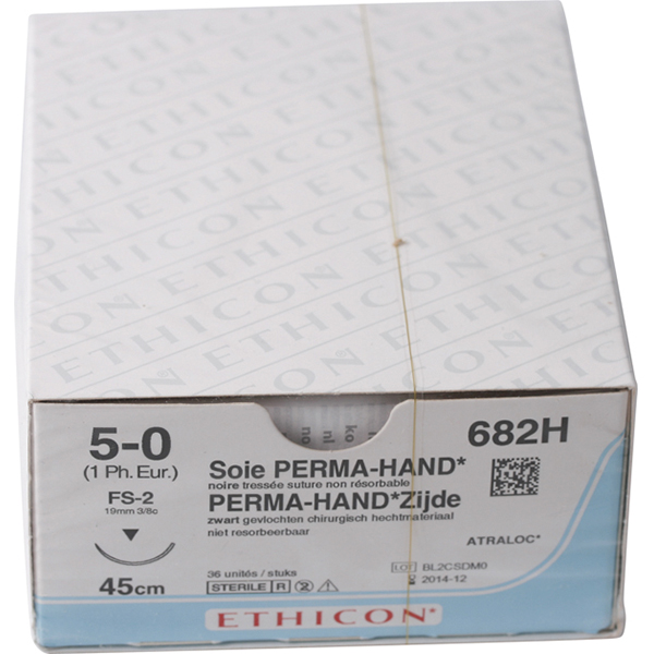 Ethicon sutur 682H 5-0 silke, 36 stk.