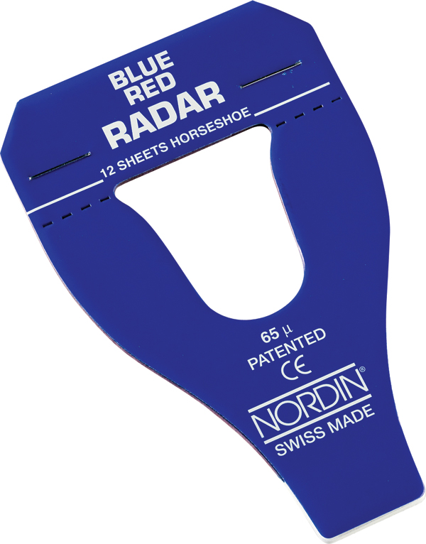Blue/red Radar artikulationspapir, hestesko 6 x 12
